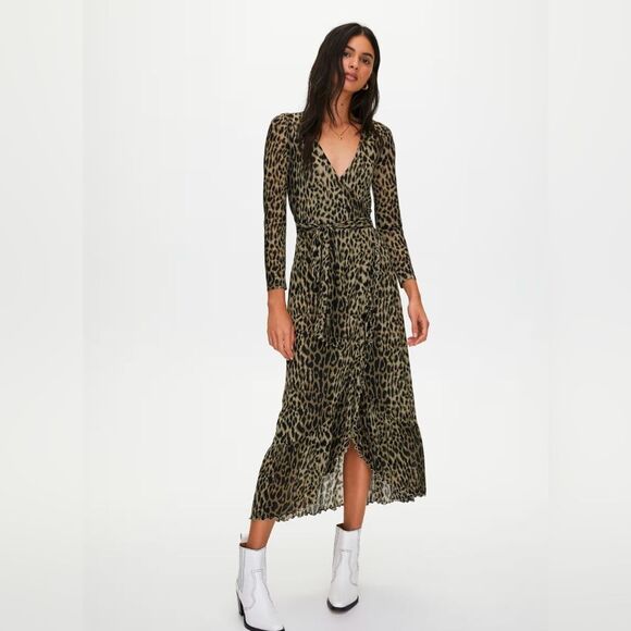 NWT Aritzia Little Moon Celestia animal maxi tiered wrap dress whimsigoth sz XS - Picture 1 of 13